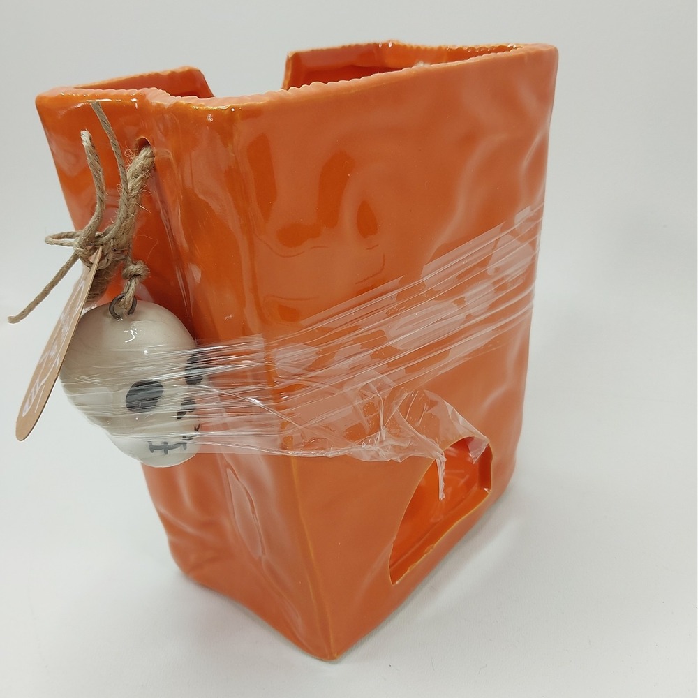 Mud Pie Ceramic Luminary Jack-O-Lantern Halloween Bag Skull Decor - Picture 4 of 10